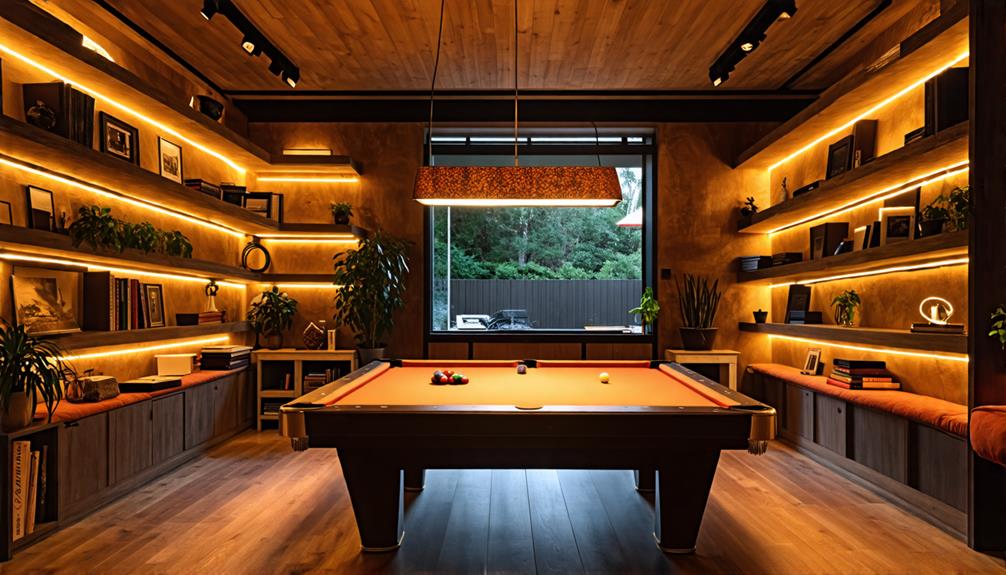 lighting enhances game room atmosphere