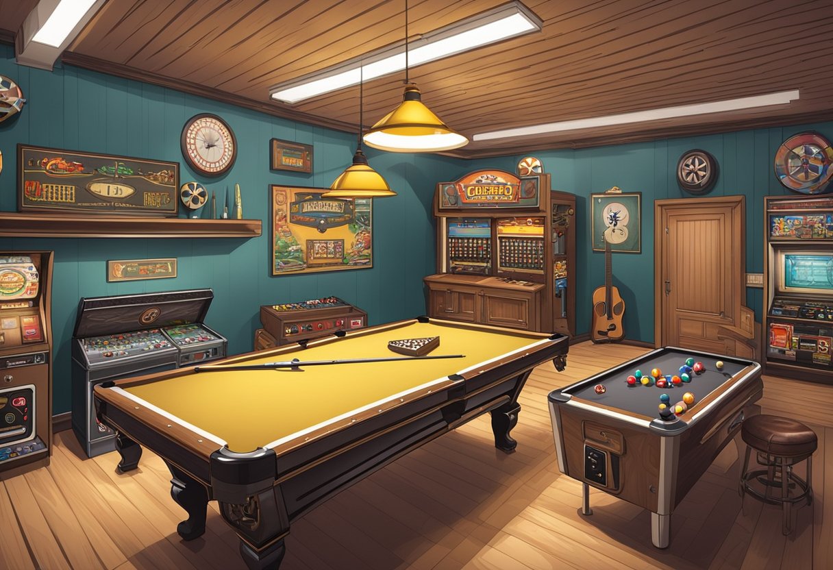 equipment wall art in game room