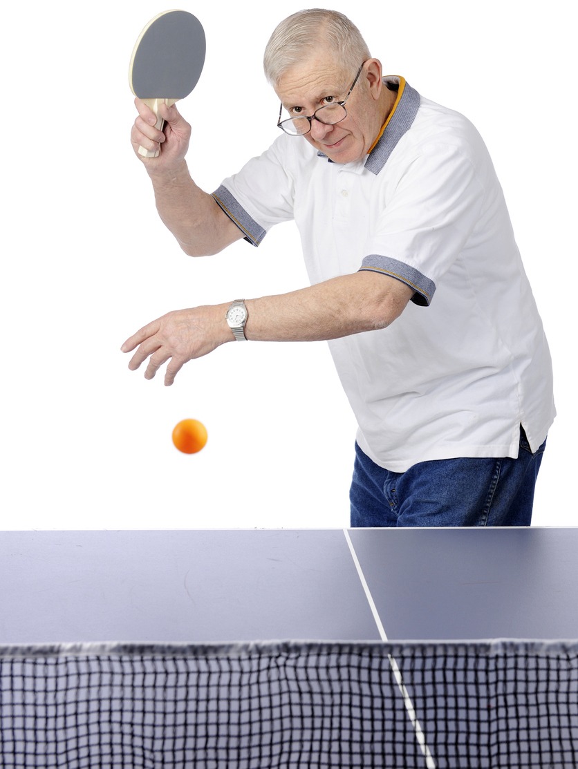 A senior focused on hitting the ball
