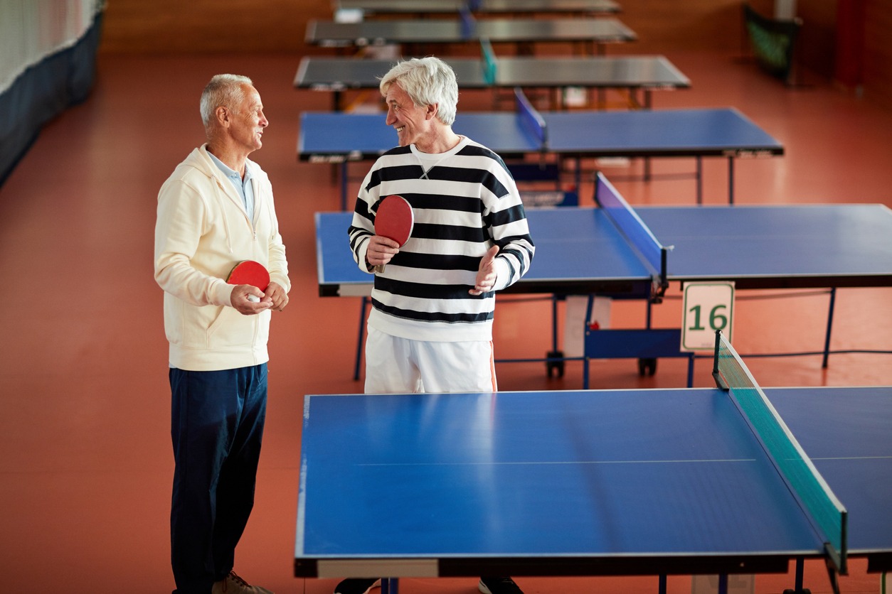 Two seniors having fun moments
