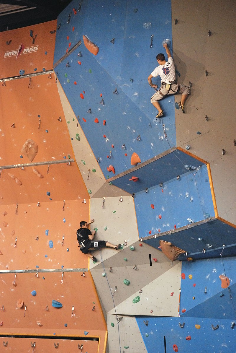 Rock climbing on the wall