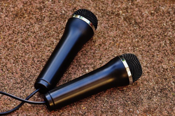 Two microphones on the ground