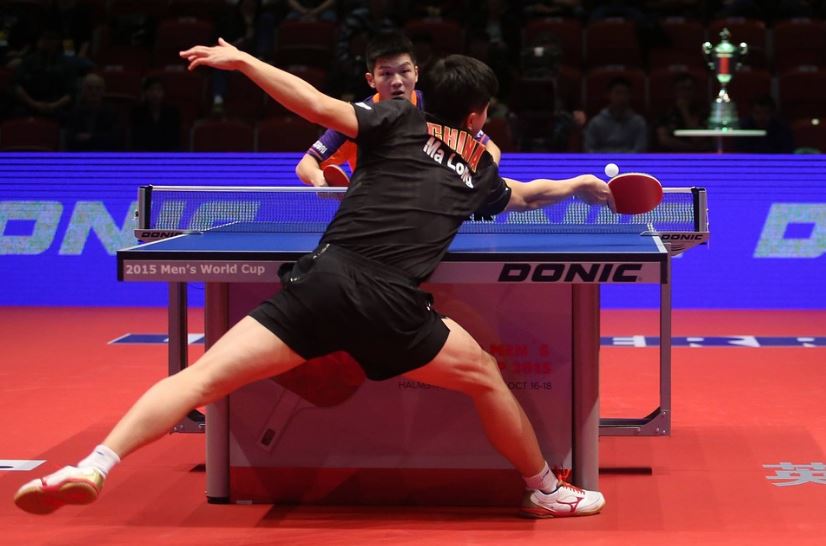 a Donic ping pong table at the 2015 Men’s World Cup