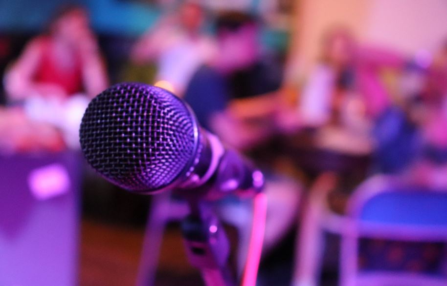 a microphone at a karaoke party